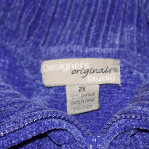 Beautiful blue knitted zippered cowl sweater size 2X Designers Originals Studio - Picture 2 of 6